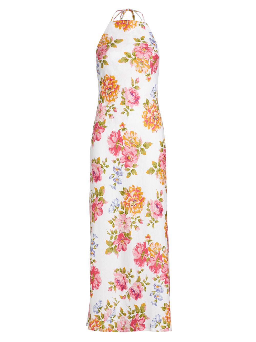 Льняное макси-платье Seila с цветочным принтом и халтером Reformation
