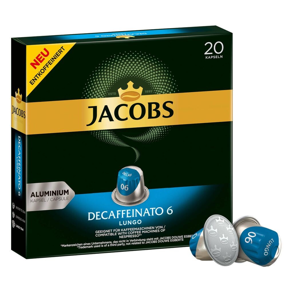 

JACOBS Capsules Decaffeinato 6 Lungo без кофеина 1 x 20 кофейных капсул, совместимых с Nespresso*