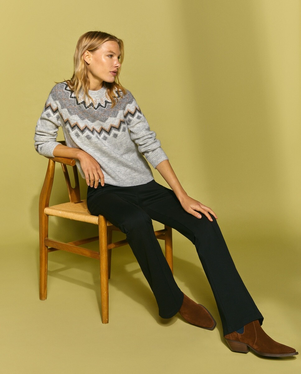 

Женский вязаный свитер с ладами Southern Cotton, светло-серый
