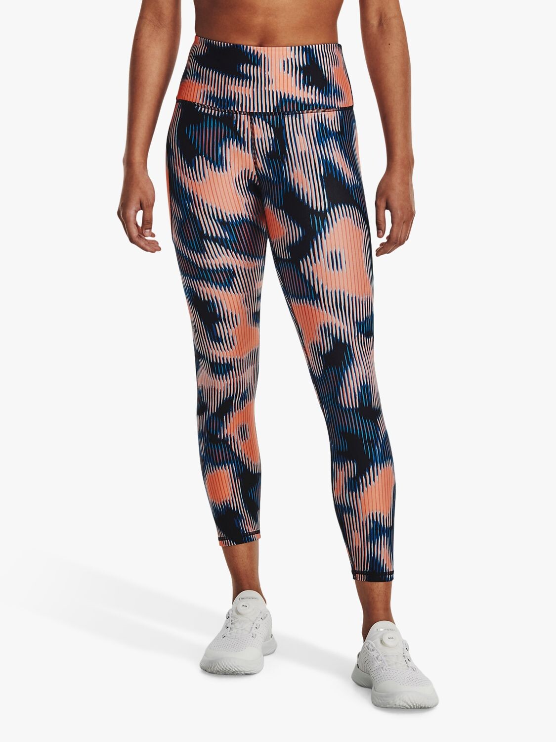 

Леггинсы HeatGear с нескользящим поясом и принтом до щиколотки Under Armour, персиковый/коралловый/черный