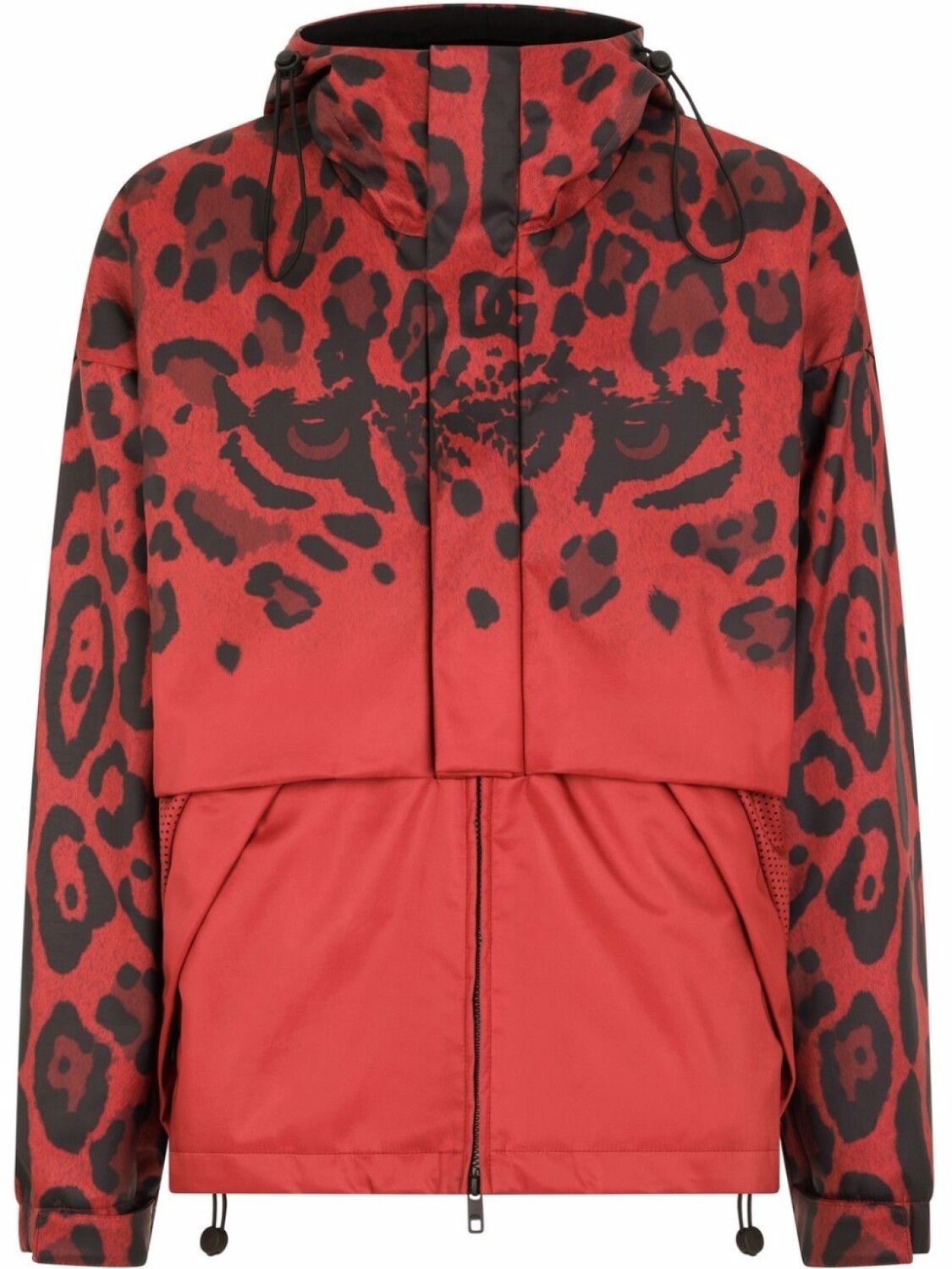 

Dolce & Gabbana куртка с капюшоном и леопардовым принтом, красный
