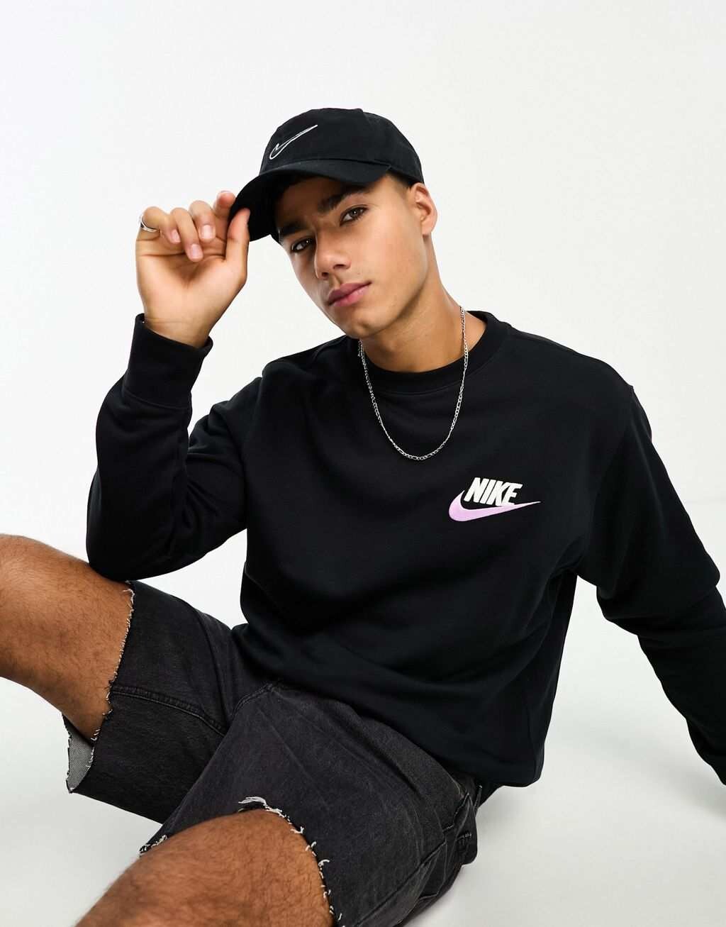 

Черная флисовая толстовка с круглым вырезом Nike Club