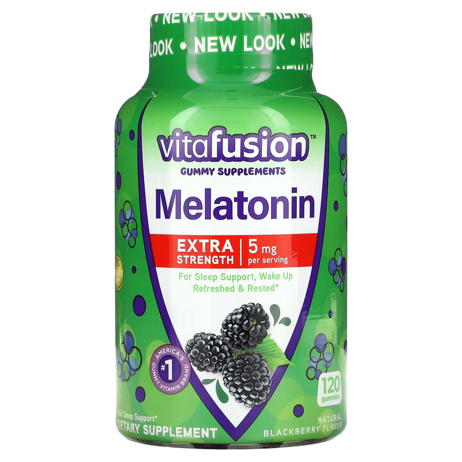 VitaFusion Мелатонин Extra Strength Blackberry 5 мг 120 жевательных таблеток (2,5 мг на жевательную конфету) american health жевательный оригинальный фермент папайи 250 жевательных таблеток