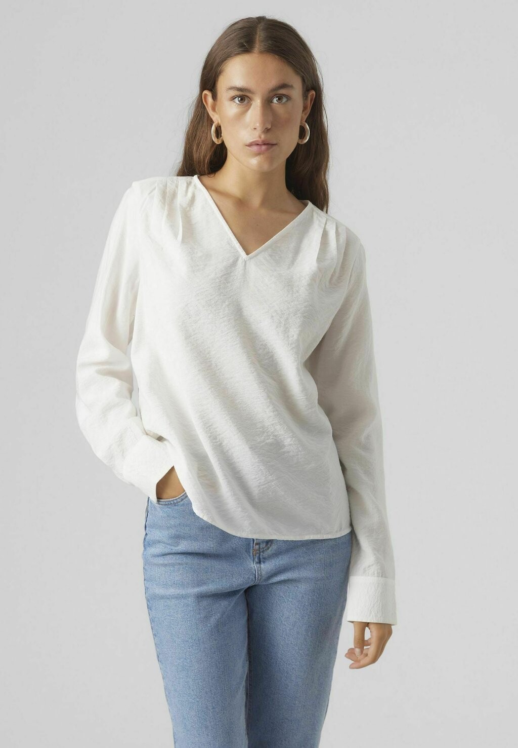 

Блузка Vero Moda VMLENA LS PLEAT NOOS, белоснежный