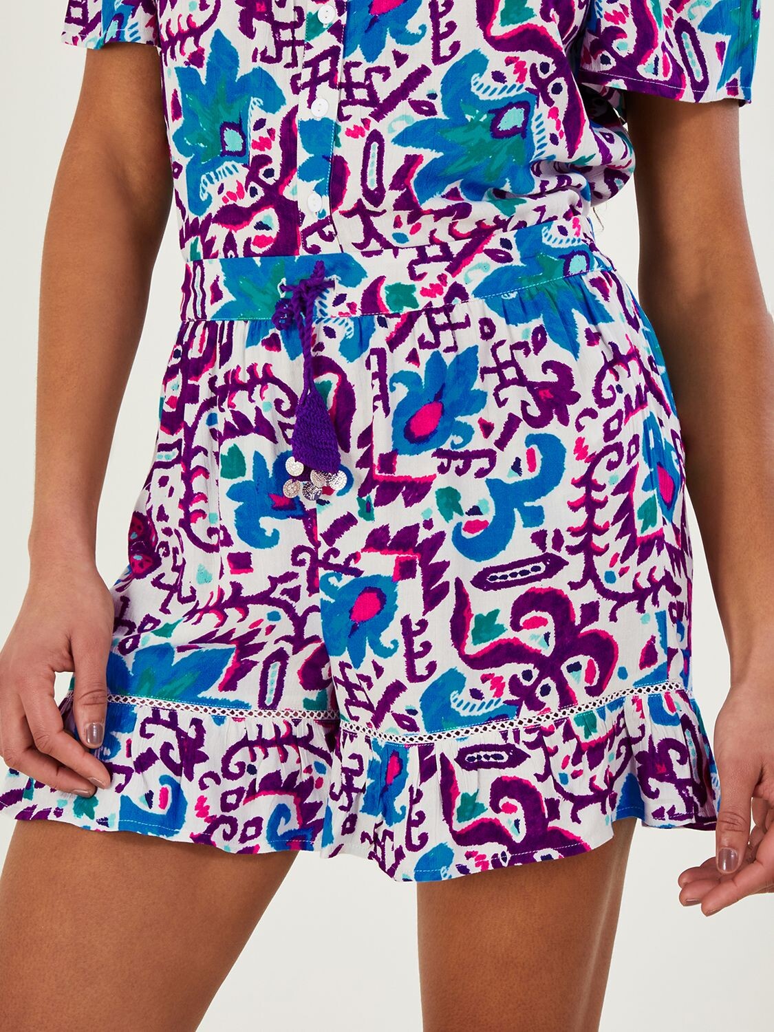 

Шорты с принтом Fire Flower Ikat Monsoon, синий