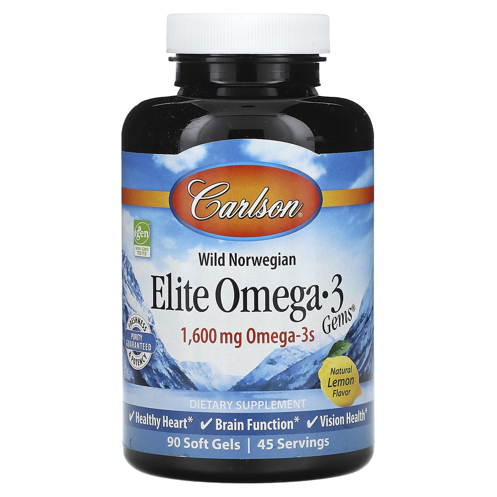 

Wild Norwegian, Elite Omega-3 Gems, натуральный лимон, 800 мг, 90 мягких таблеток, Carlson