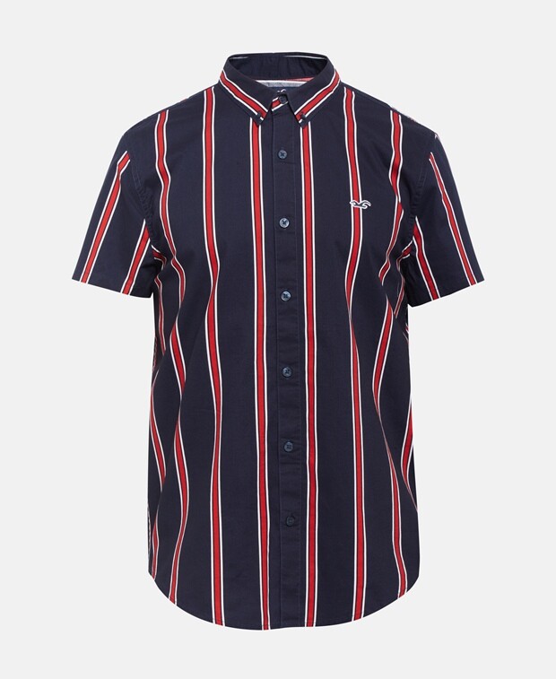 

Рубашка с короткими рукавами – современный крой Hollister, темно-синий