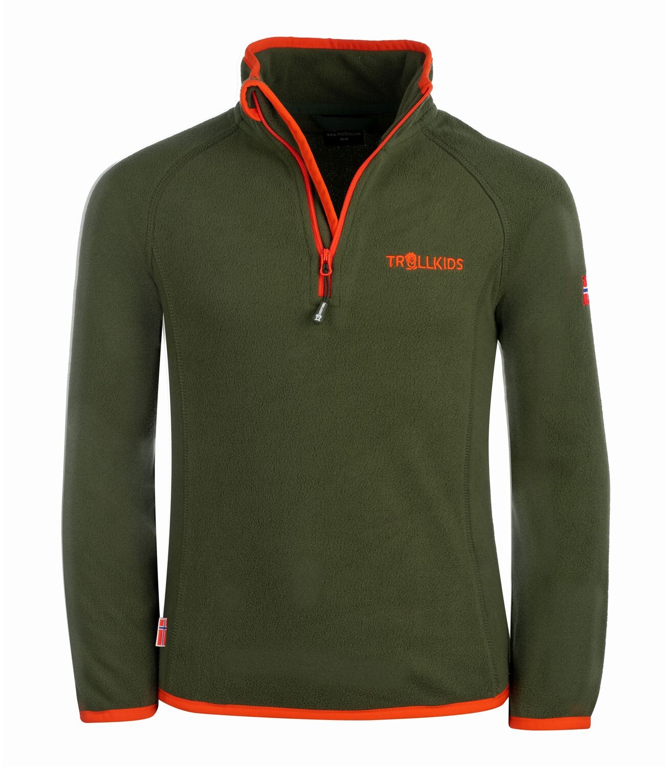 

Пуловер Trollkids Fleece Nordland, цвет Waldgrün/Orange