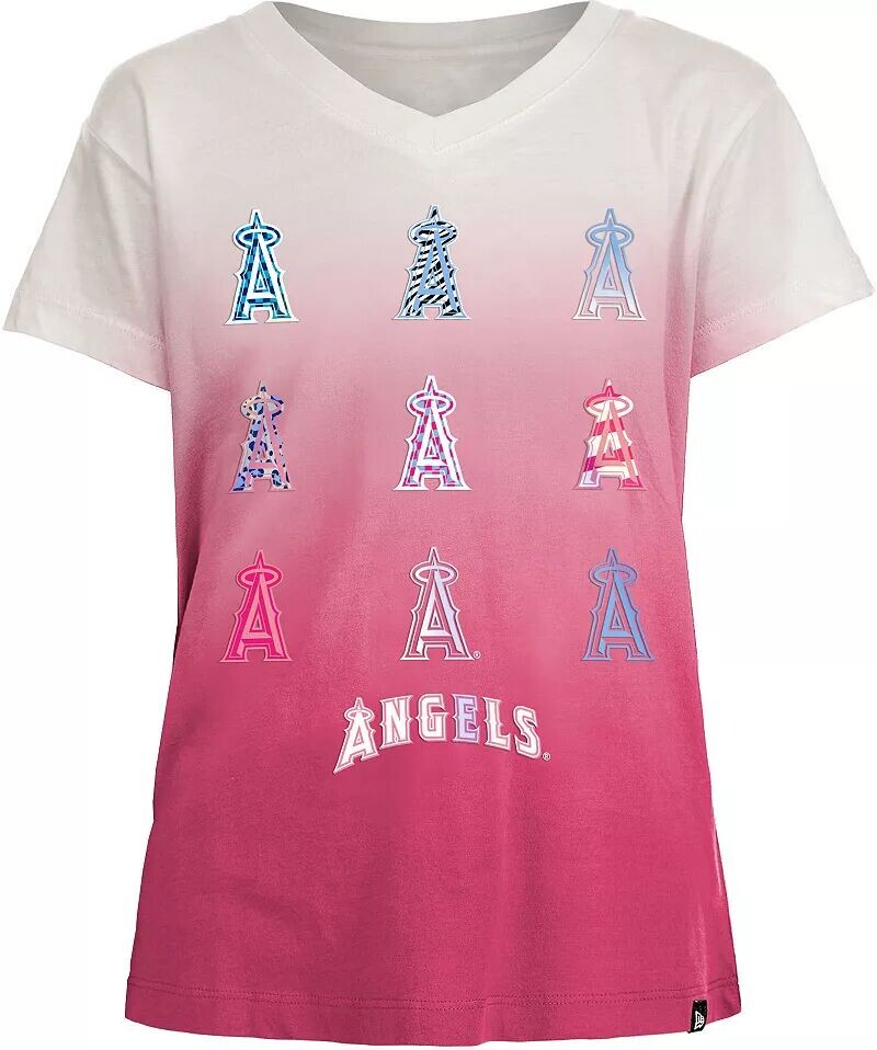 

Розовая футболка с v-образным вырезом New Era Girl's Los Angeles Angels