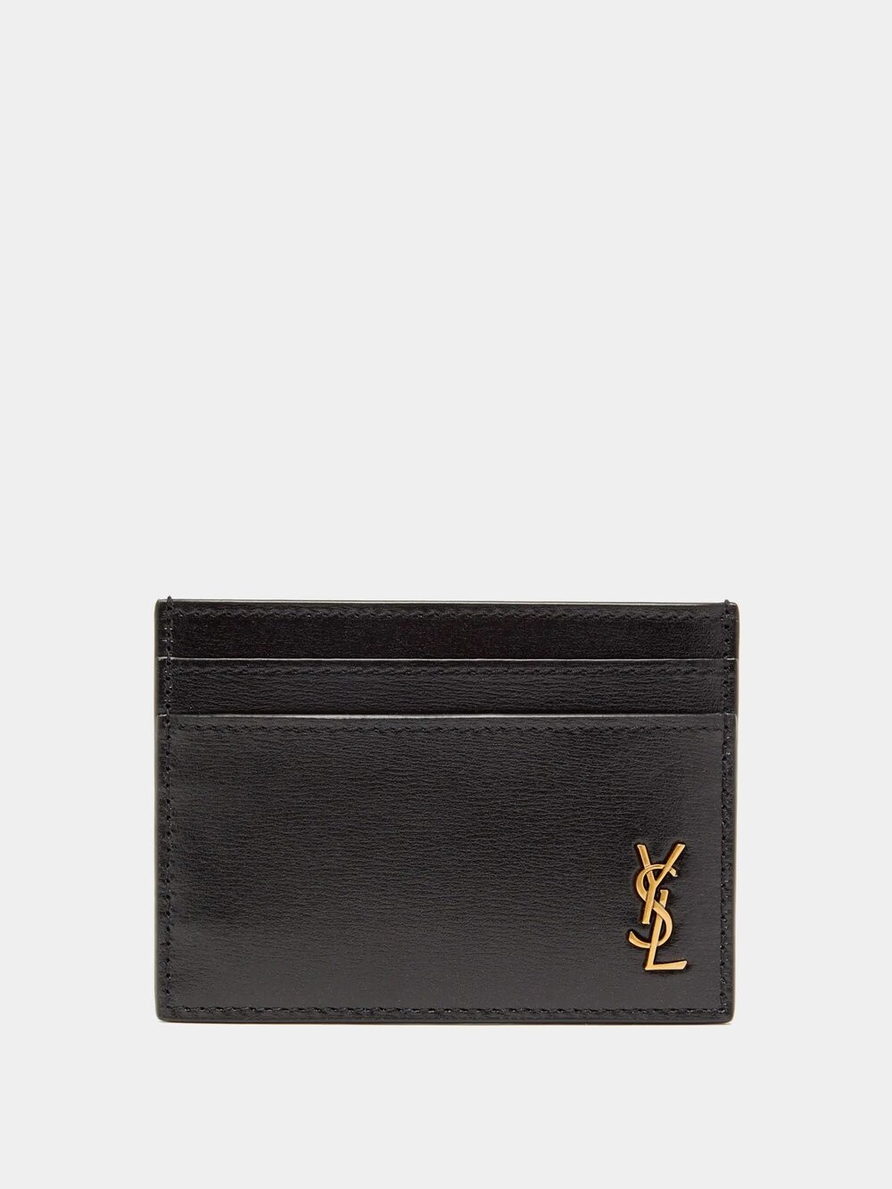 

Кожаный картхолдер с пластинкой ysl Saint Laurent, черный