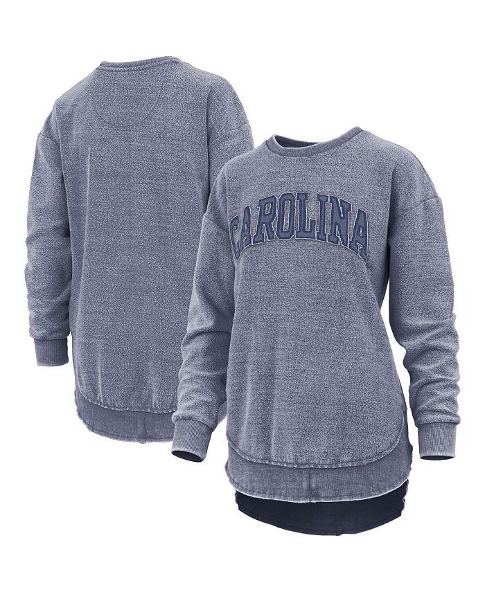 

Женский пуловер с пончовилем и потертым узором North Carolina Tar Heels темно-синего цвета Pressbox, синий