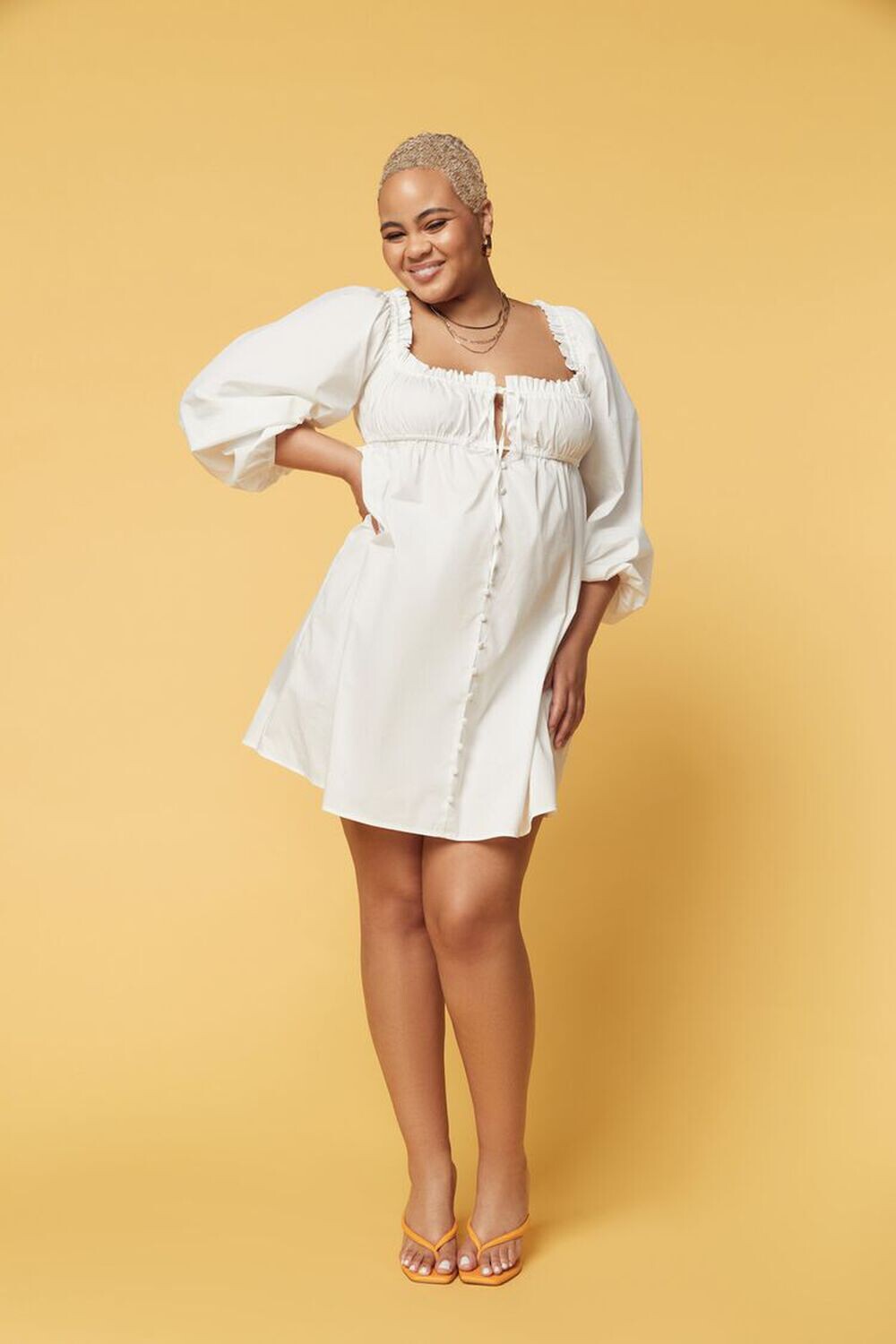 

Мини-платье Babydoll из поплина больших размеров Forever 21, белый