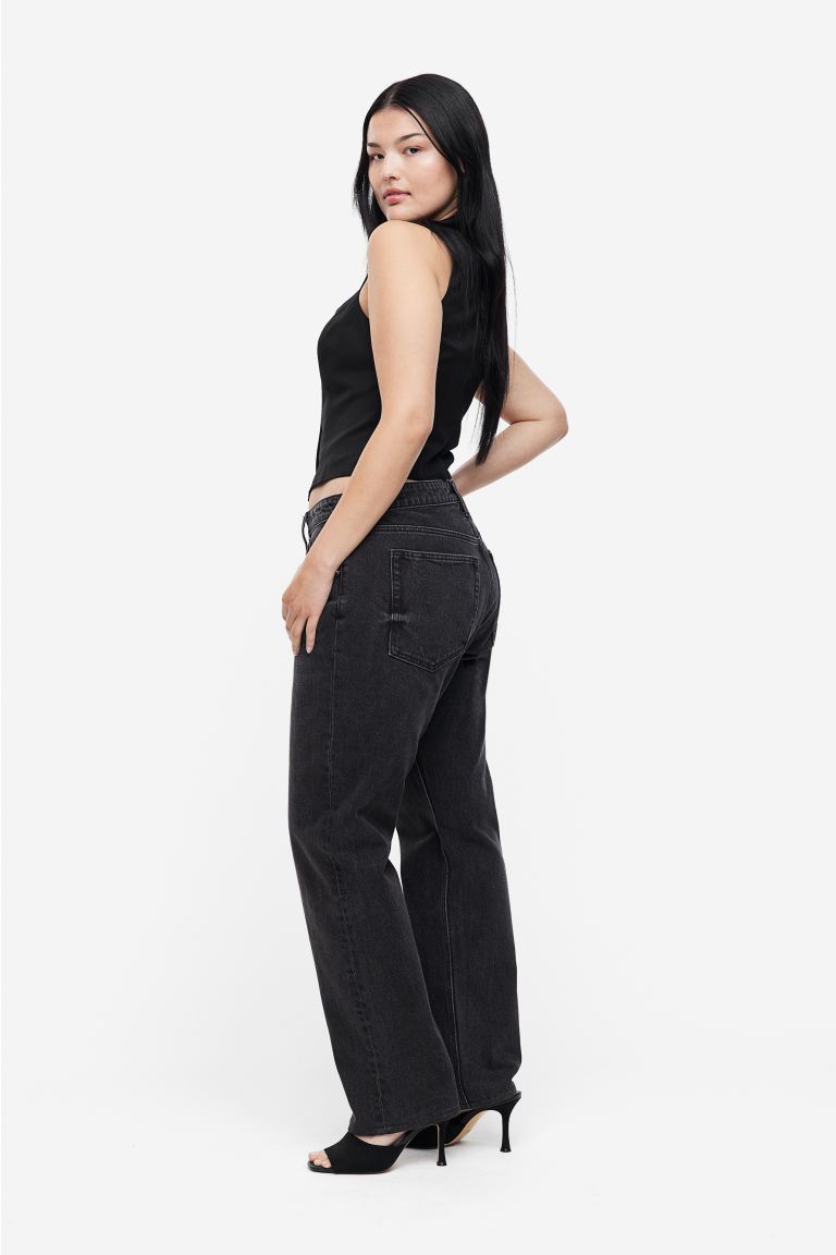 Прямые джинсы стандартного кроя с пышной посадкой H&M цена и фото