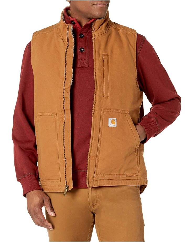 Утепленный жилет Carhartt OV277 Sherpa Lined Mock Neck, цвет Carhartt Brown