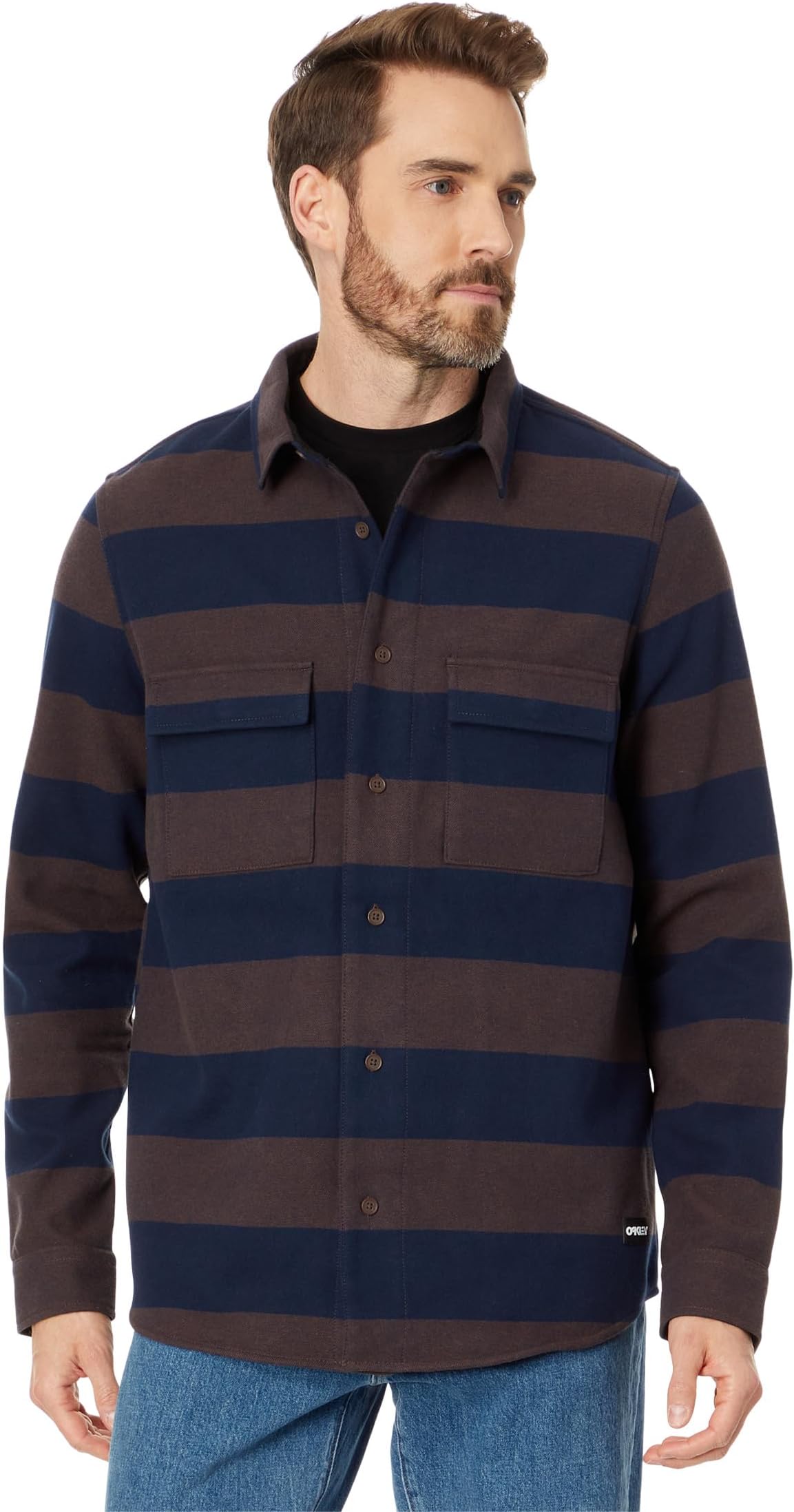 Рубашка Bear Cozy Flannel Oakley, цвет Blue/Brown Stripes
