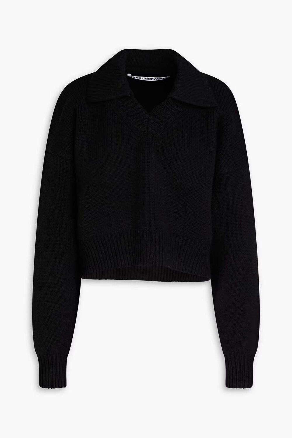 

Свитер-поло из смесовой шерсти Alexander Wang, черный