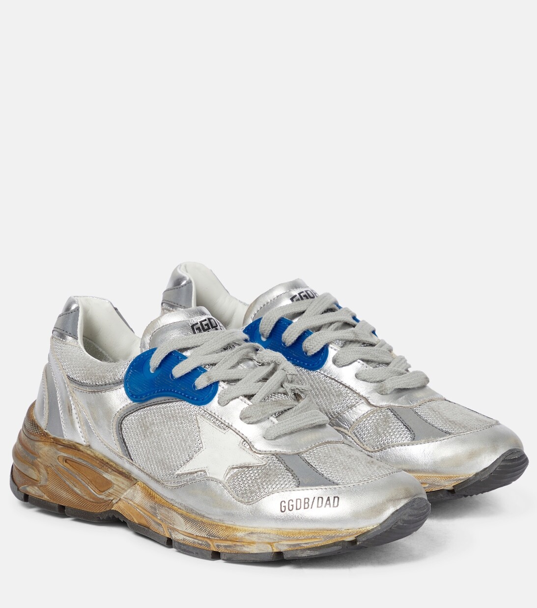 

Кожаные кроссовки Running Dad Golden Goose, серебряный
