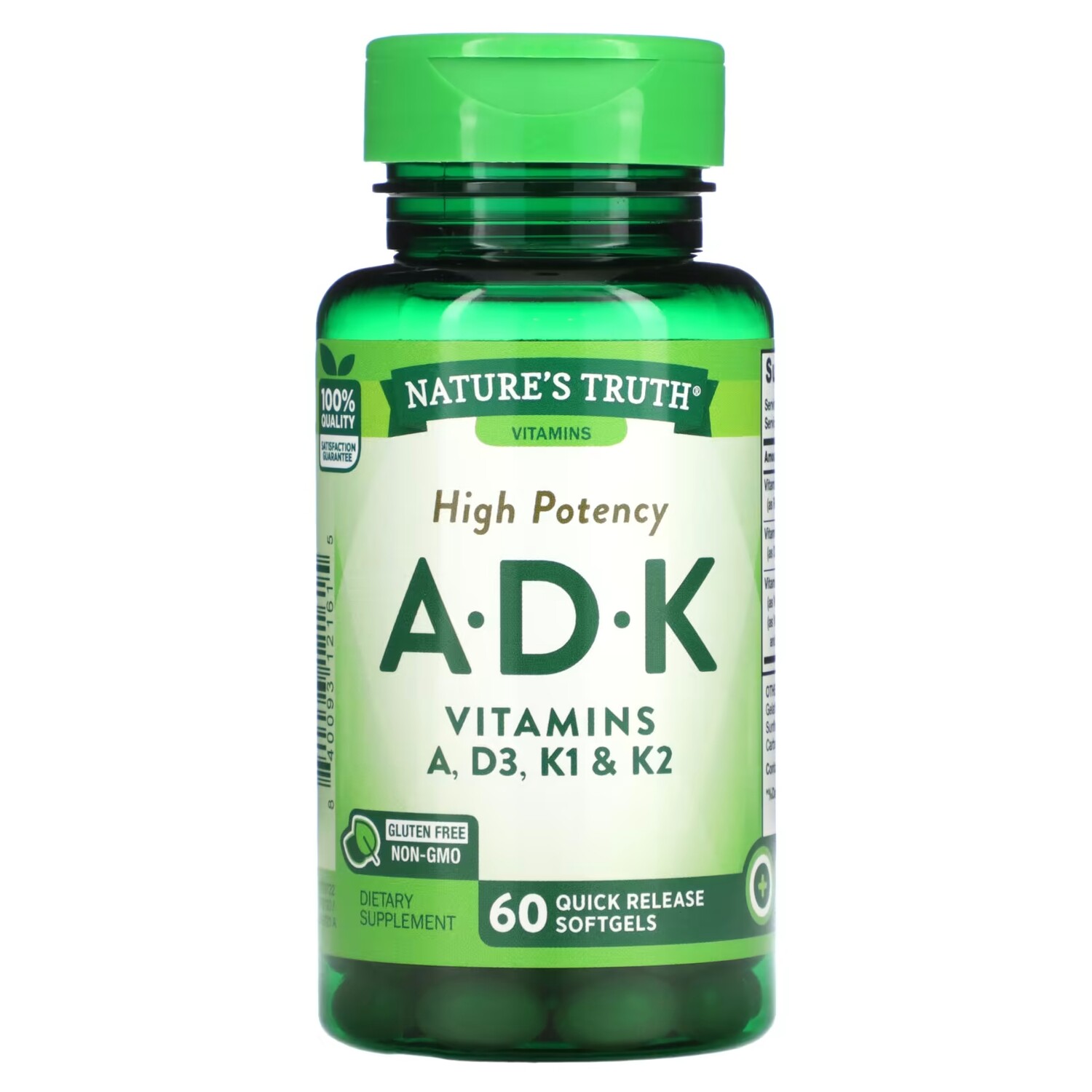 

Витамины A D K Nature's Truth высокоэффективные, 60 капсул