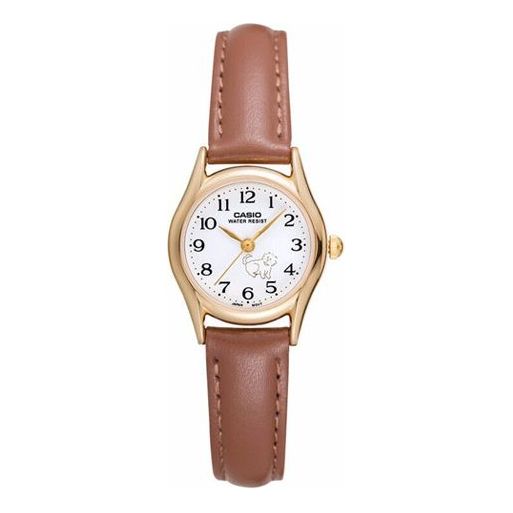 Часы Casio Influencer Analog Leather Strap Watch 'Brown White Gold', белый