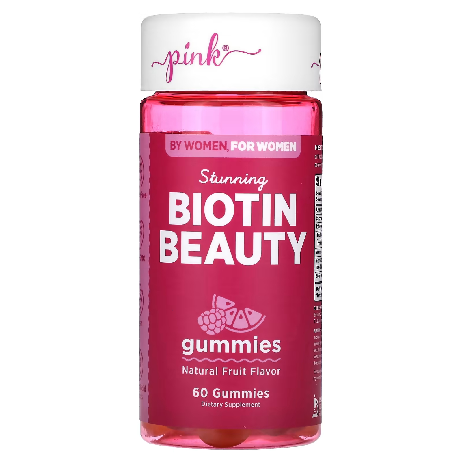 Пищевая добавка Pink Stunning Biotin Beauty Natural Fruit, 60 жевательных конфет neocell biotin bursts бразильские ягоды асаи 30 мягких жевательных конфет