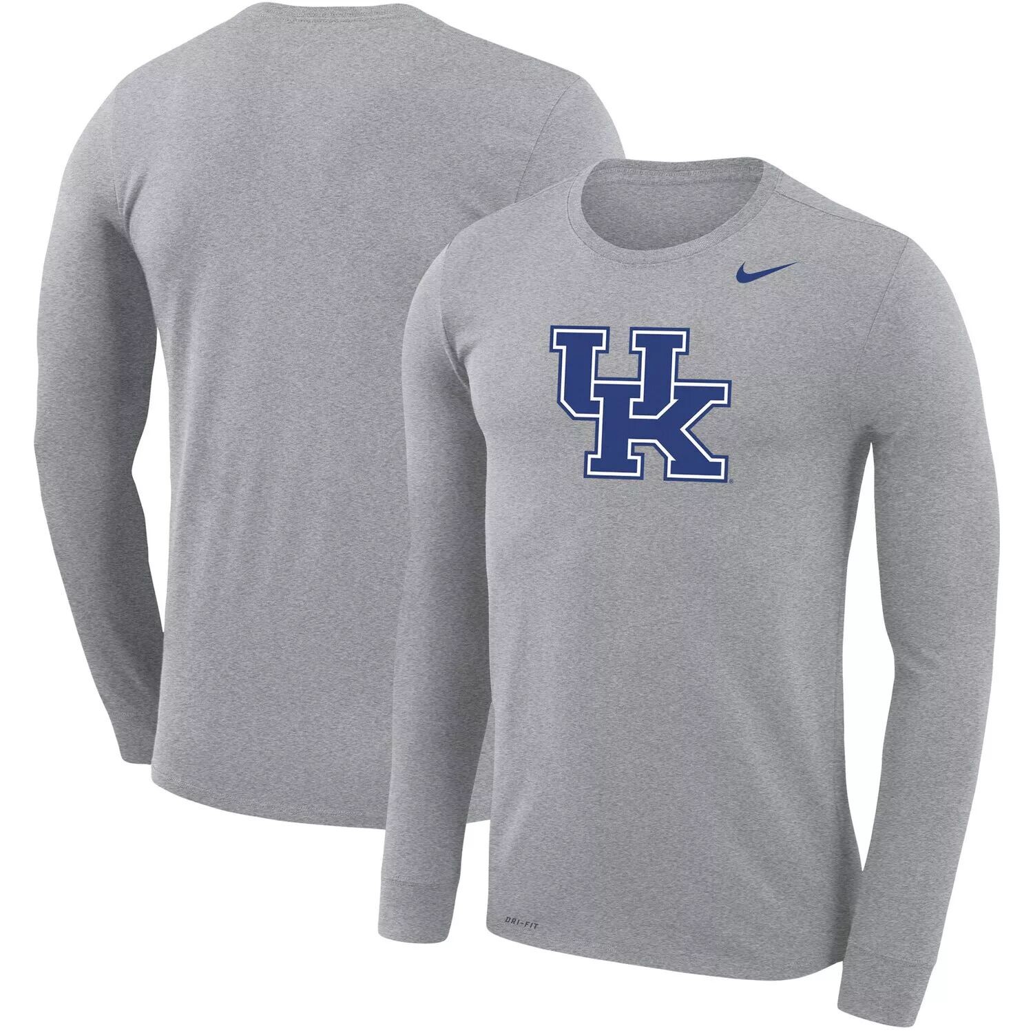 

Мужская серая футболка Kentucky Wildcats School с логотипом Legend Performance с длинными рукавами Nike, Серый