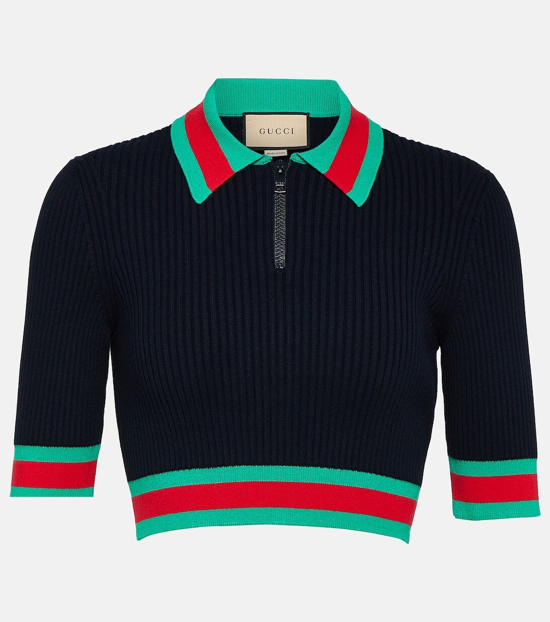

Укороченная рубашка-поло в рубчик GUCCI, синий