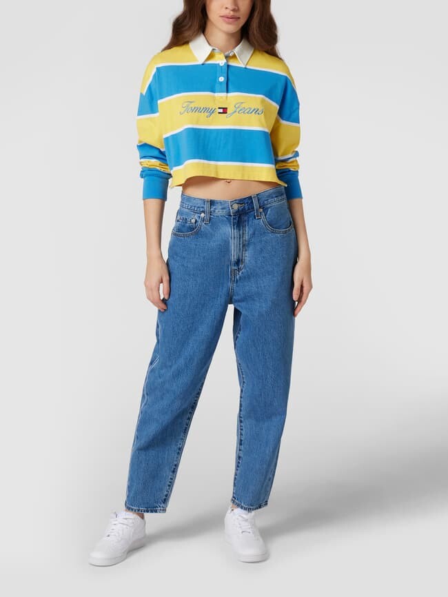 

Укороченная рубашка-поло с полосатым узором Tommy Jeans, желтый