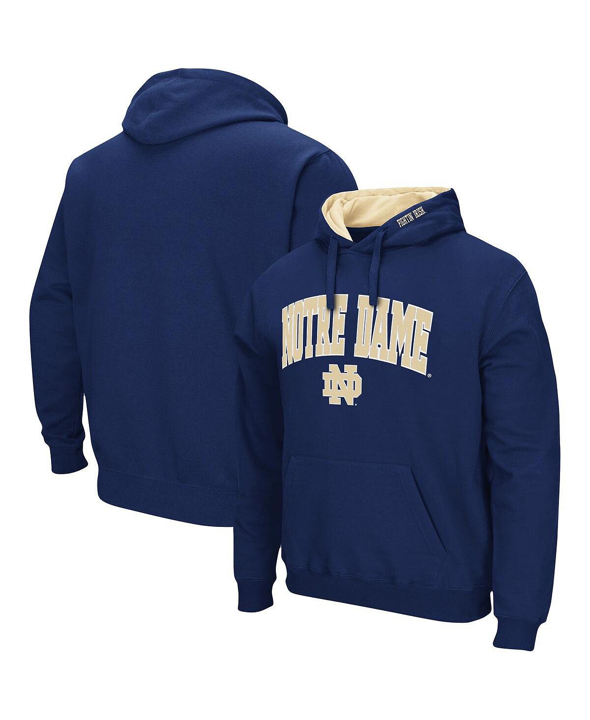 Мужской темно-синий пуловер с капюшоном Notre Dame Fighting Irish Arch и Logo 3.0 Colosseum