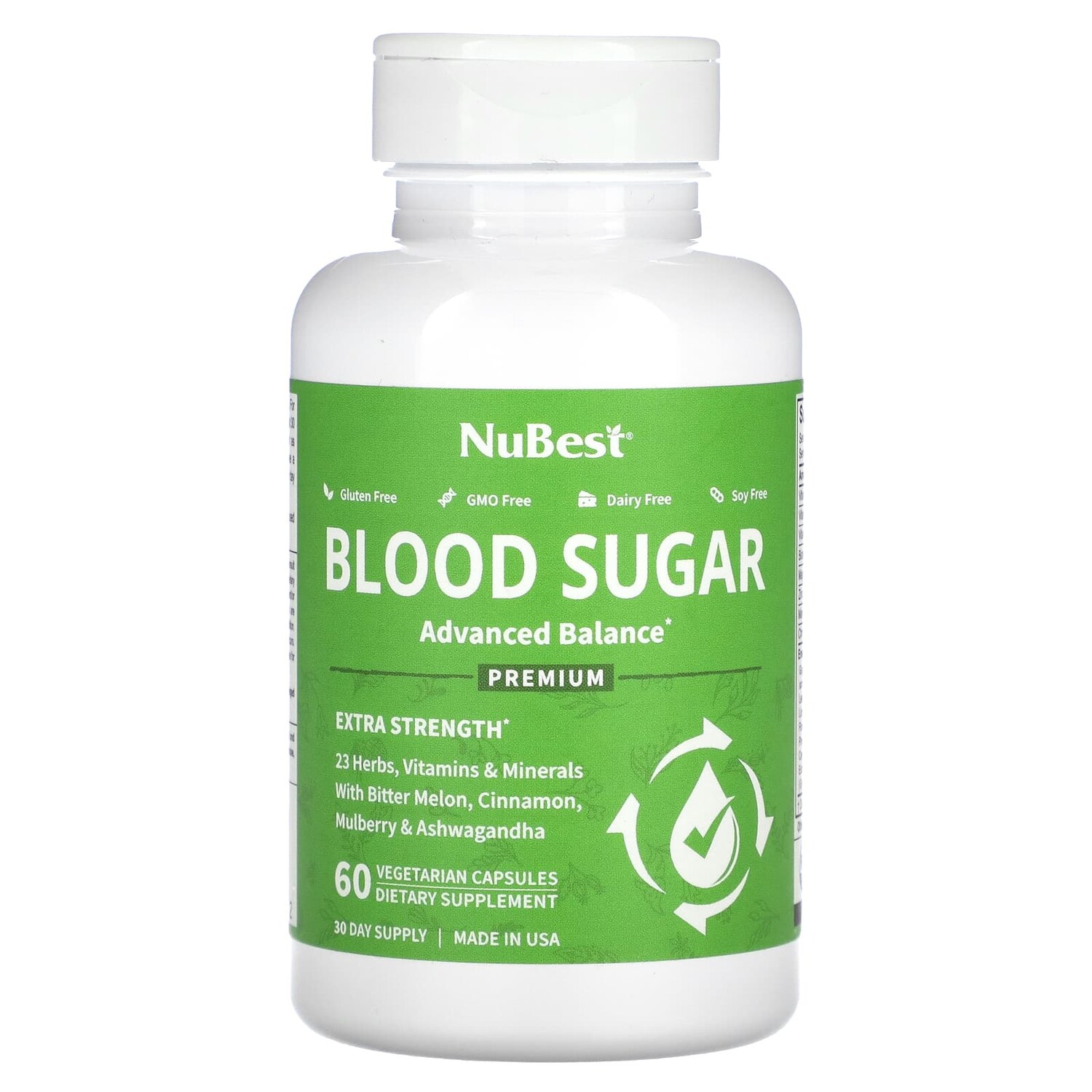

Blood Sugar, Extra Strength, 60 вегетарианских капсул, NuBest