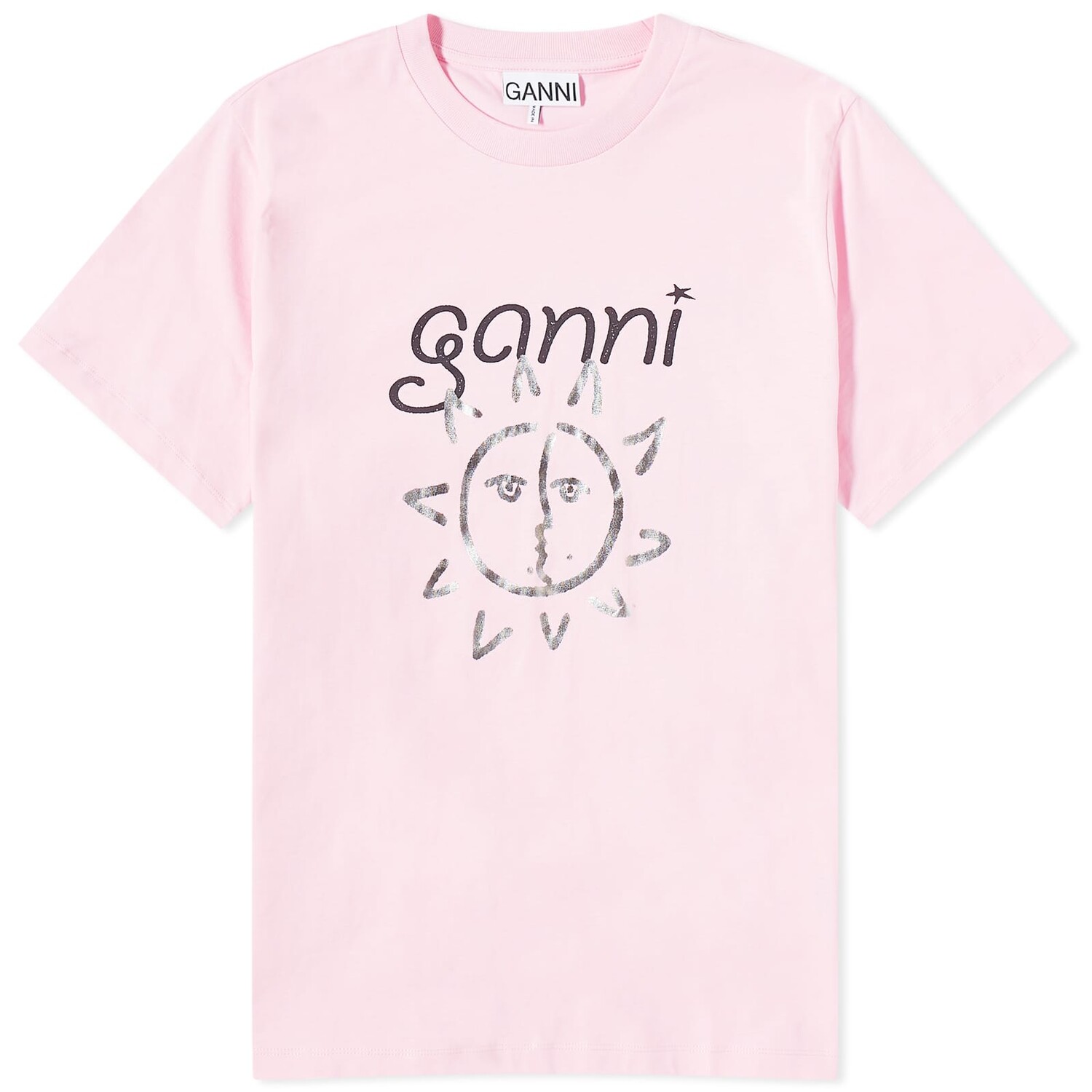 

Футболка Ganni Sun Relaxed, цвет Lilac Sachet, Белый