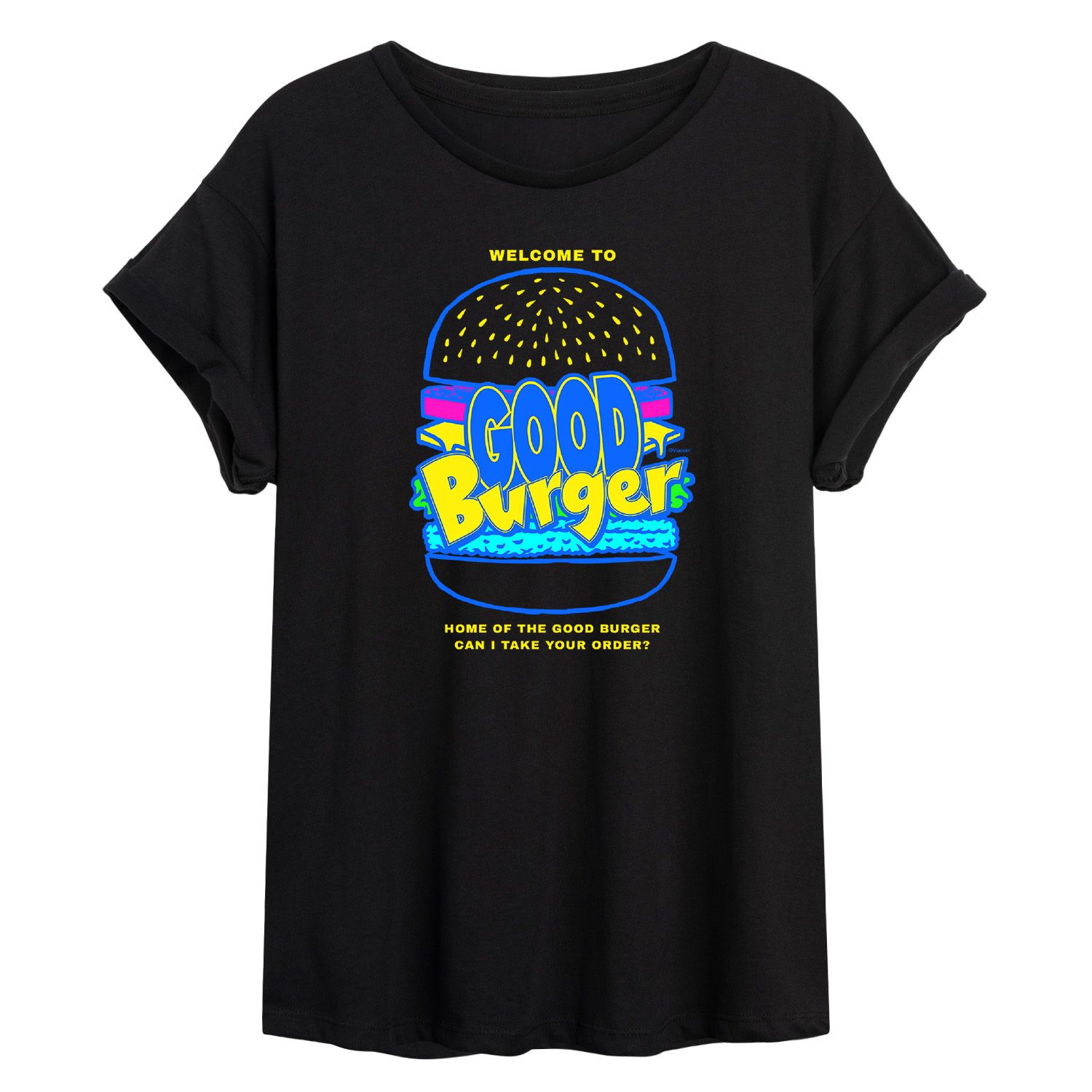 Неоновая футболка оверсайз с графическим рисунком Juniors' Good Burger Licensed Character