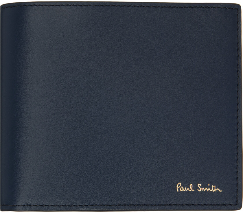 

Синий кожаный кошелек Billfold с фирменной полоской и внутренней полоской Paul Smith