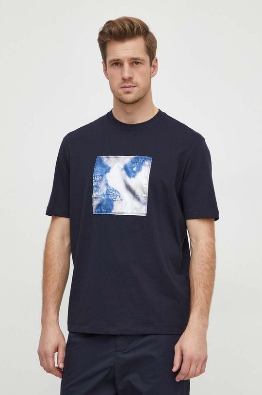 

Хлопковая футболка Armani Exchange, темно-синий