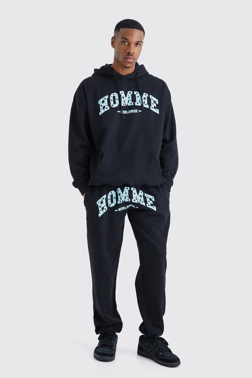 

Спортивный костюм oversize homme stars с капюшоном Boohoo, черный