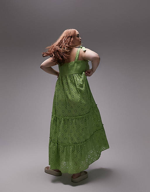Зеленое пляжное платье миди миди с завязками Topshop Curve цена и фото