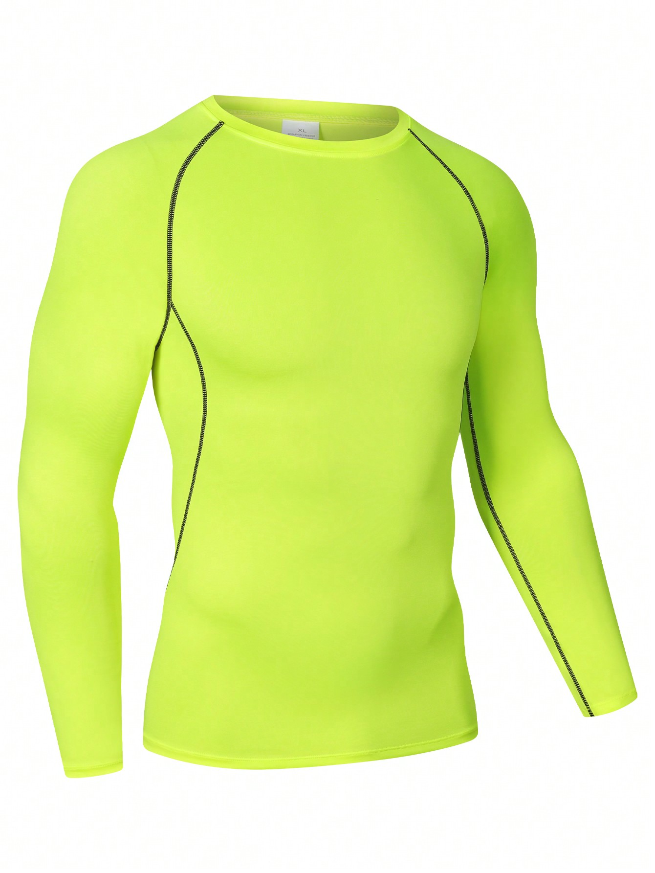 Мужская эластичная компрессионная рубашка для фитнеса с длинными рукавами, зеленый фото
