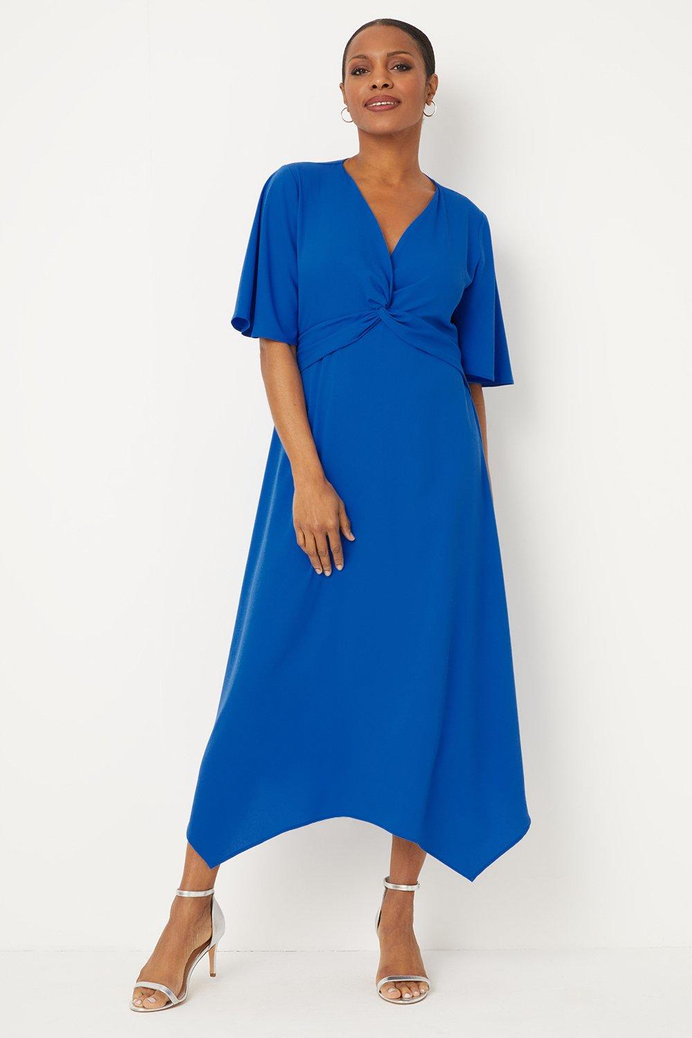 Простое платье миди с закрученной передней частью Wallis, синий