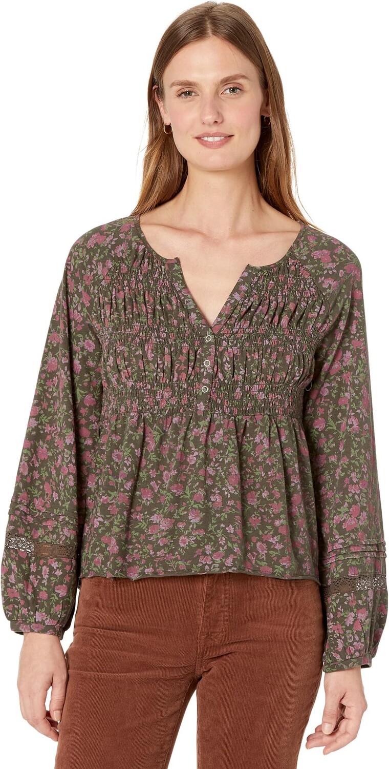 

Текстурированный топ Babydoll Lucky Brand, цвет Balsam Green