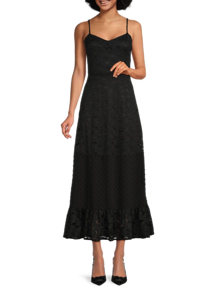 Кружевное платье макси с расклешенной юбкой Koko + Mason, черный