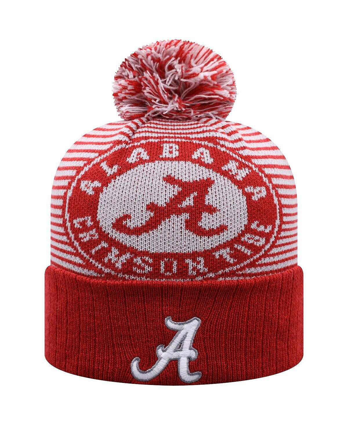 

Мужская вязаная шапка Crimson Alabama Crimson Tide Line Up с манжетами и помпоном Top of the World