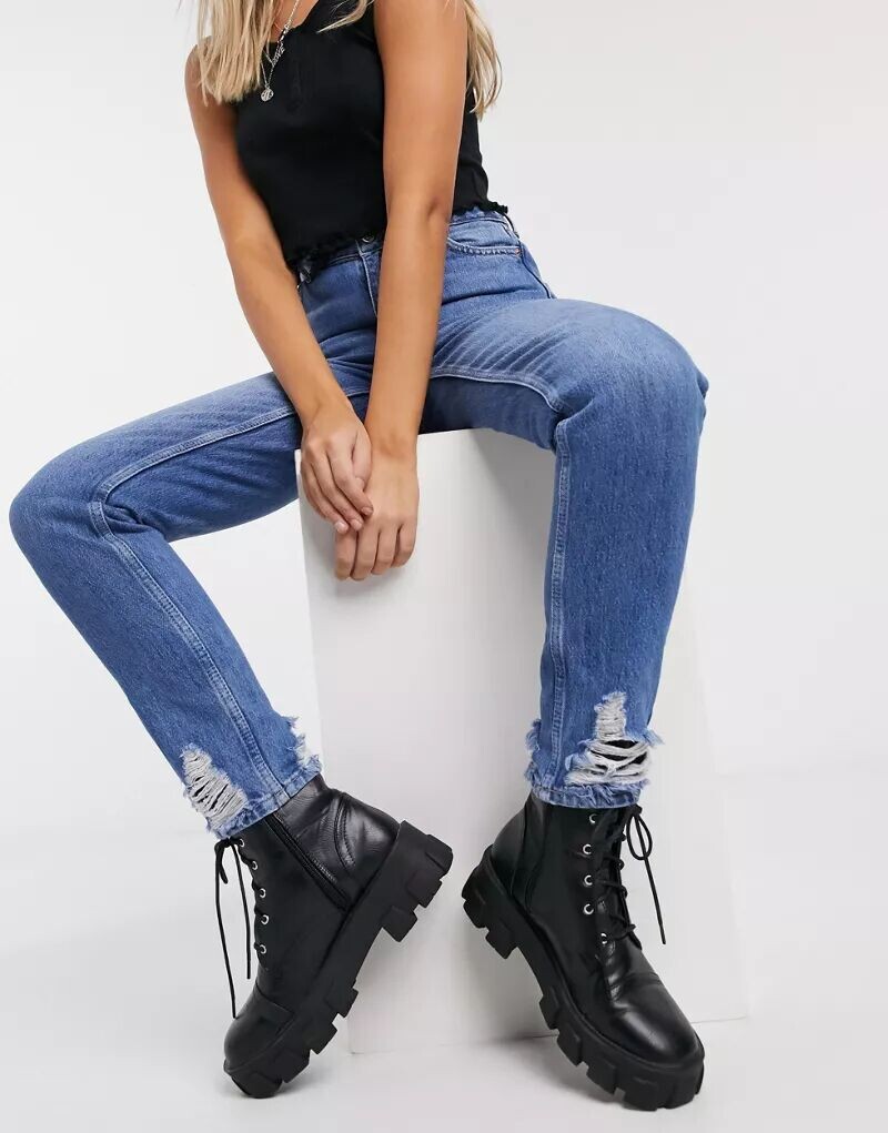 

Синие полустиранные джинсы Topshop Mom