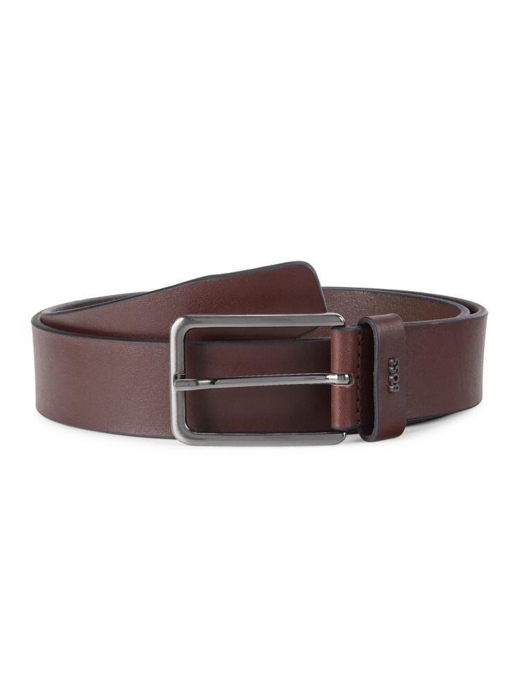 

Кожаный ремень с логотипом Calis Boss, цвет Dark Brown
