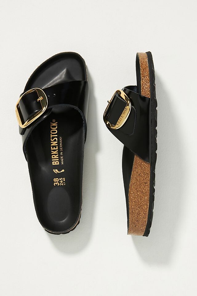 

Блестящие сандалии Birkenstock Madrid с большой пряжкой, черный