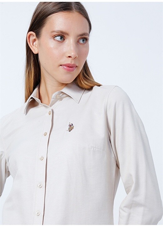 

Однотонная коричневая женская рубашка с рубашечным воротником U.S. Polo Assn.