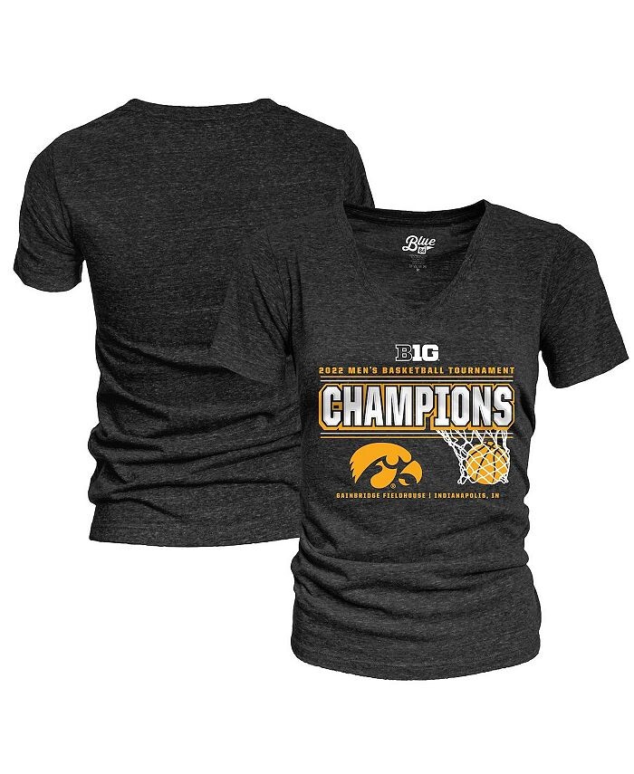 

Женская черная футболка с v-образным вырезом Iowa Hawkeyes 2022 Big Ten для турнира чемпионов по баскетболу в раздевалке Blue 84, черный
