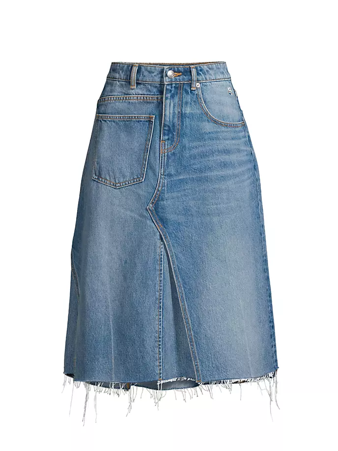 

Деконструированная джинсовая юбка-миди Tory Burch, цвет worn vintage wash