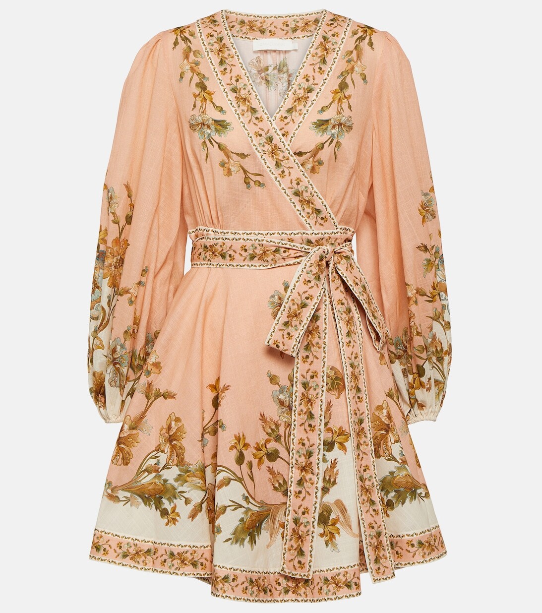 

Хлопковое мини-платье Chintz Wrap с цветочным принтом ZIMMERMANN, розовый