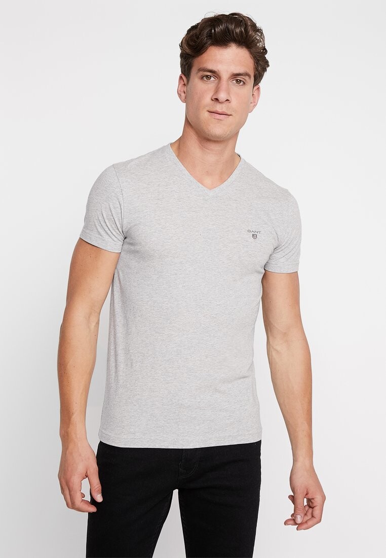 

Футболка базовая THE ORIGINAL V-NECK GANT, цвет light grey melange