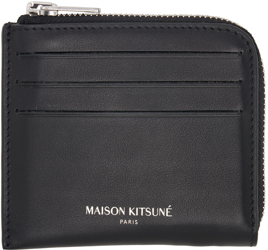

Черная визитница на молнии Maison Kitsune