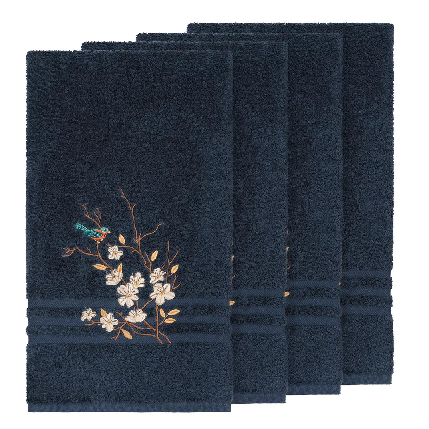 Linum Домашний текстиль Турецкий хлопок Весенний украшенный набор банных полотенец, синий